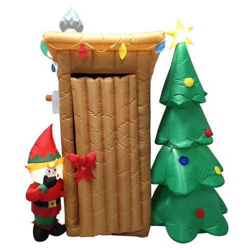 The Holiday Aisle® Animated Santa in Outhouse Inflatable & Reviews